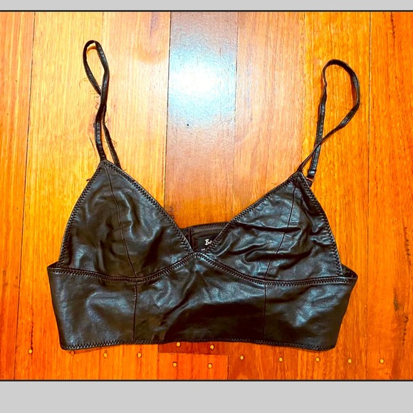 Bardot black leather look bralette top - Picture 2 of 8